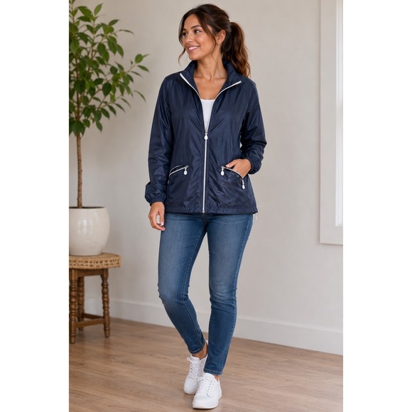 Eddie Bauer Jackets & Blazers - Eddie‎ Bauer Womens Navy Blue Lightweight Windbreaker Mesh Lined Jacket Large